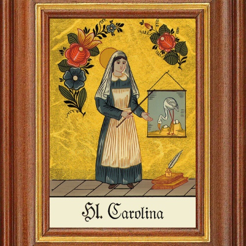 Hinterglasbild - Heilige Carolina - Patronatsbild Taufe Namenspatron 12,7x16