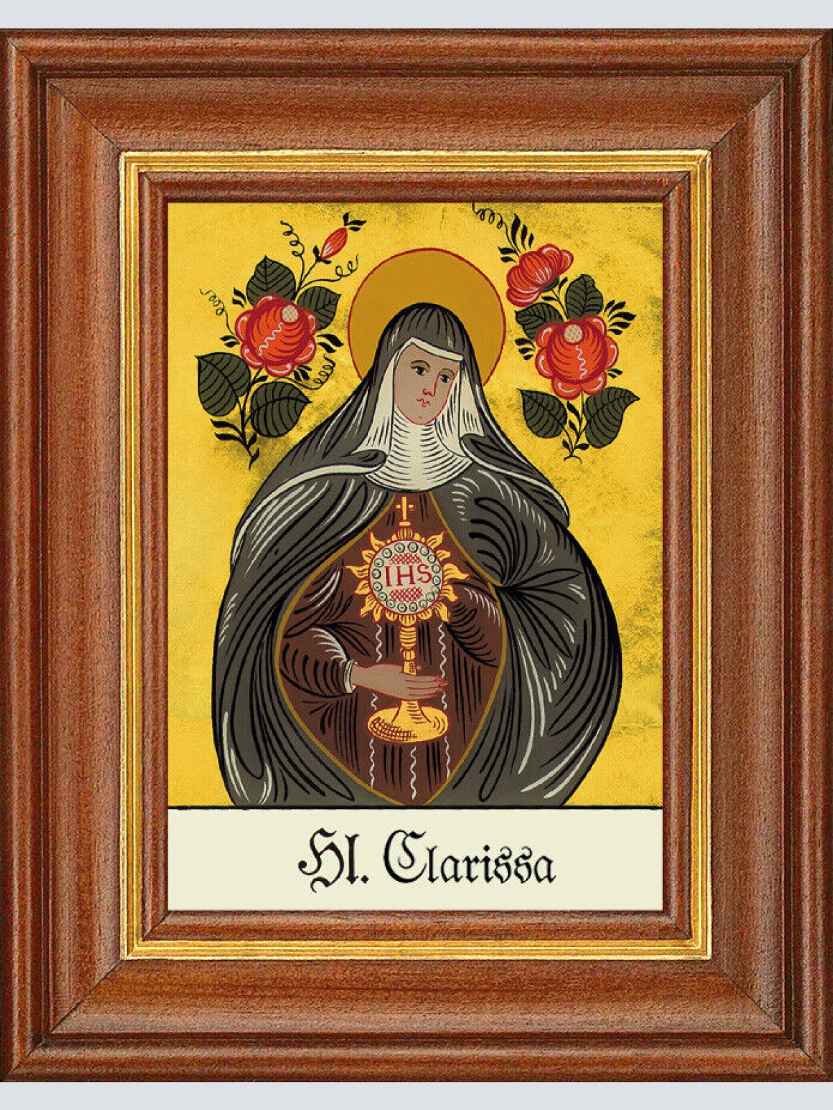 Hinterglasbild - Heilige Clarissa - Patronatsbild Taufe Namenspatron 12,7x16