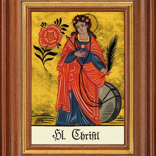 Hinterglasbild - Heilige Christl - Patronatsbild Taufe Namenspatron 12,7x16