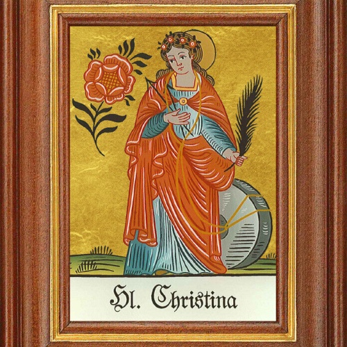 Hinterglasbild - Heilige Christina - Patronatsbild Taufe Namenspatron 12,7x16