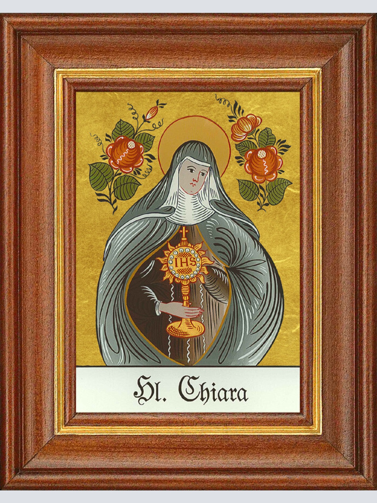 Hinterglasbild - Heilige Chiara - Patronatsbild Taufe Namenspatron 12,7x16