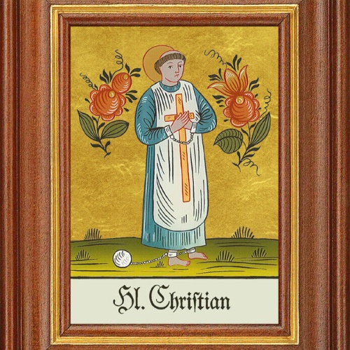 Hinterglasbild - Heiliger Christian - Patronatsbild Taufe Namenspatron 12,7x16