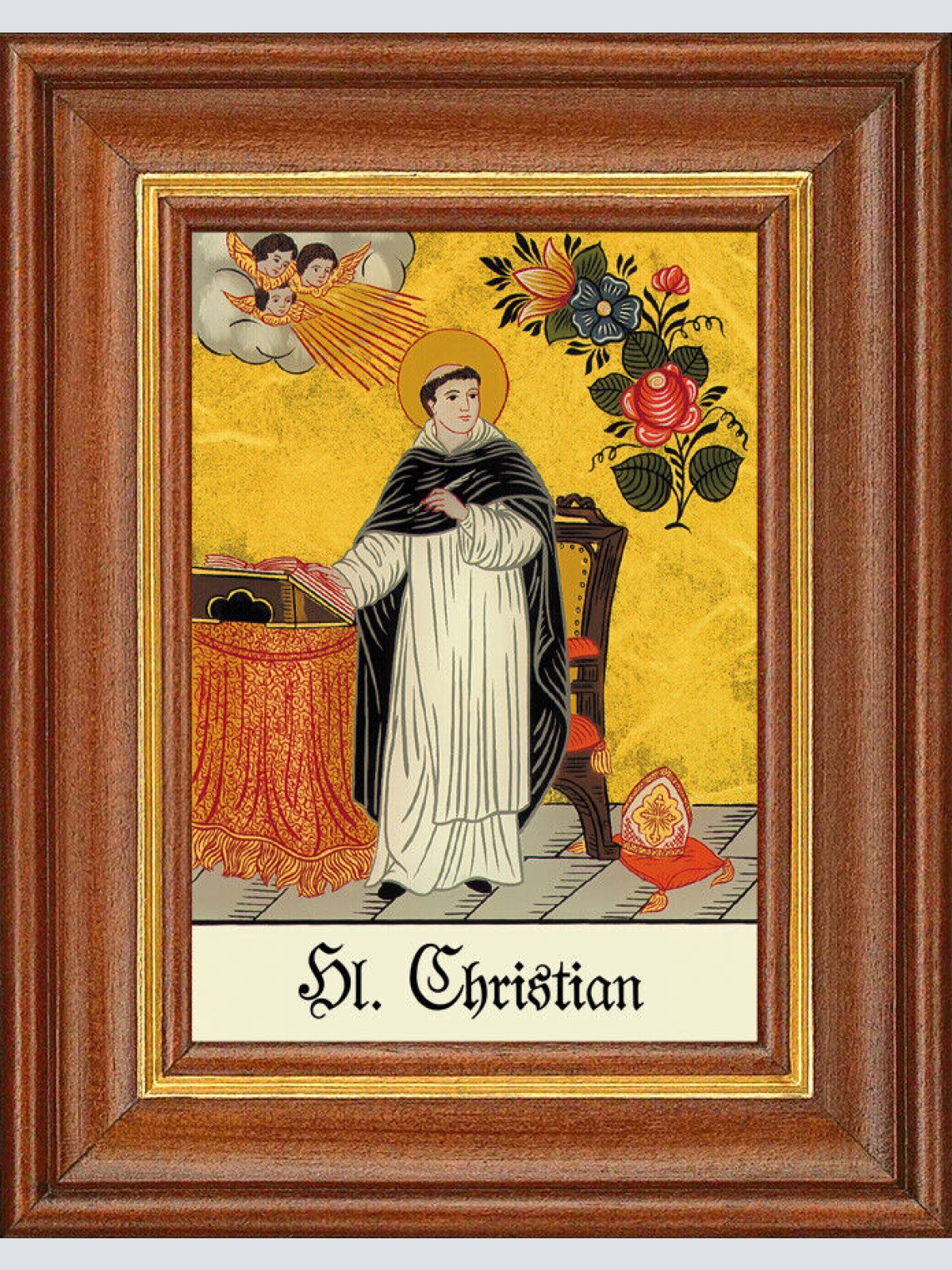 Hinterglasbild - Heiliger Christian 2 - Patronatsbild Taufe Namenspatron 12,7x16