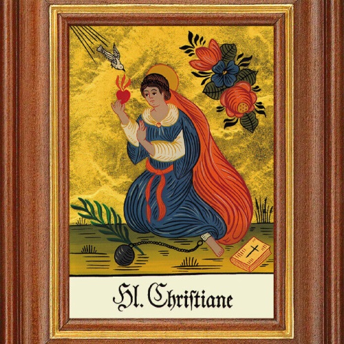 Hinterglasbild - Heilige Christiane - Patronatsbild Taufe Namenspatron 12,7x16