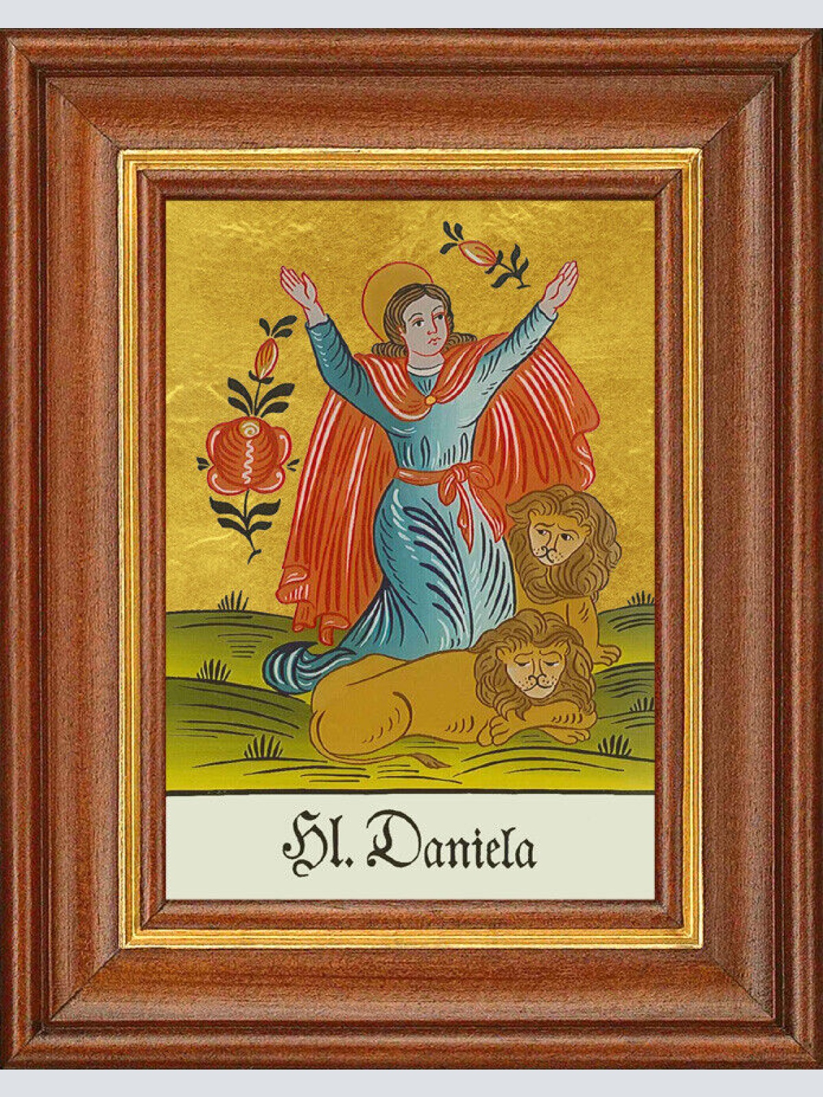 Hinterglasbild - Heilige Daniela - Patronatsbild Taufe Namenspatron 12,7x16