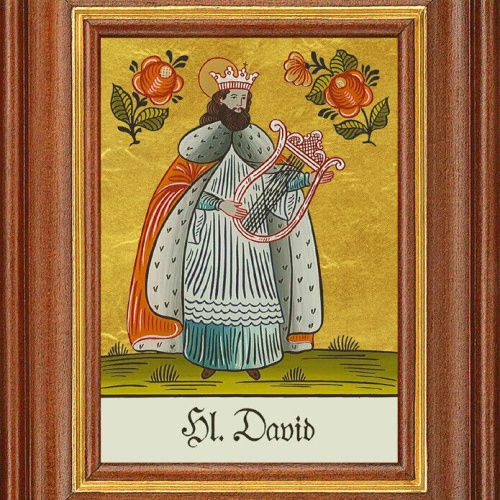 Hinterglasbild - Heiliger David - Patronatsbild Taufe Namenspatron 12,7x16