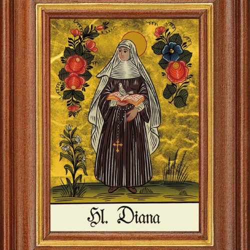 Hinterglasbild - Heilige Diana - Patronatsbild Taufe Namenspatron 12,7x16