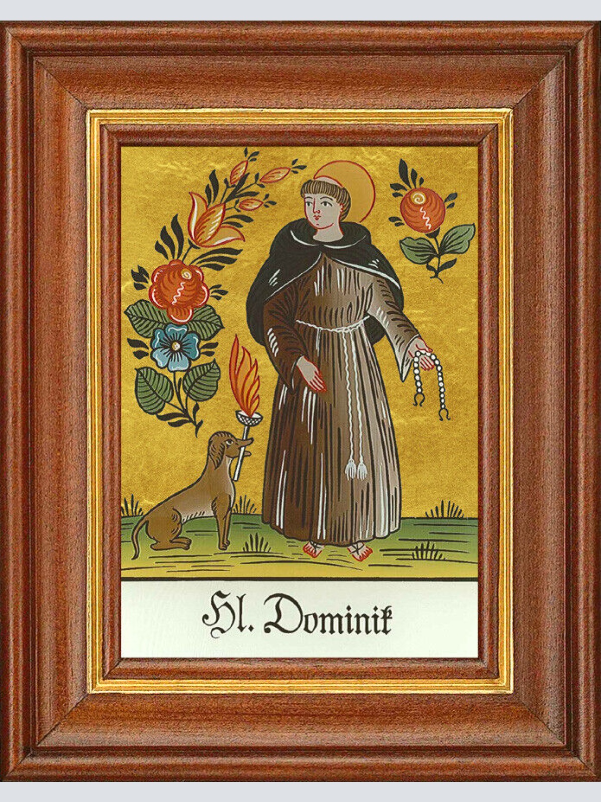 Hinterglasbild - Heiliger Dominik - Patronatsbild Taufe Namenspatron 12,7x16