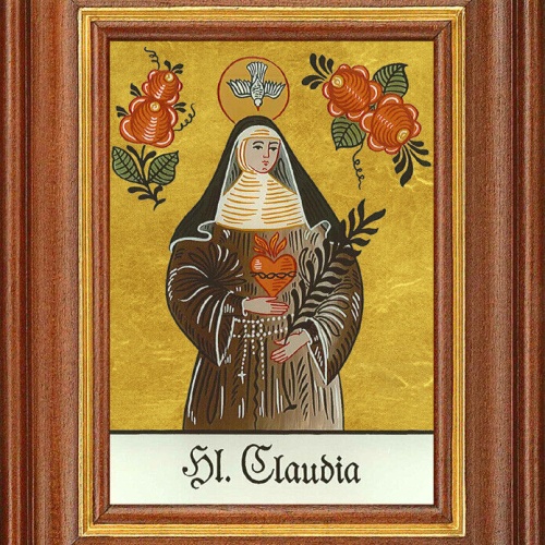 Hinterglasbild - Heilige Claudia - Patronatsbild Taufe Namenspatron 12,7x16