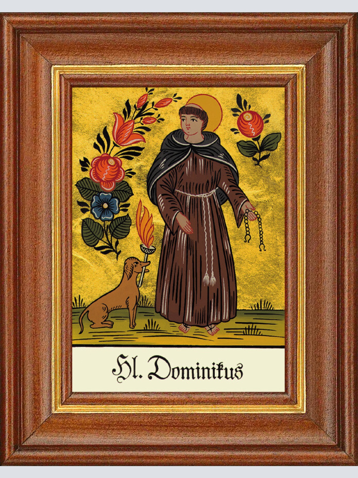 Hinterglasbild - Heiliger Dominikus - Patronatsbild Taufe Namenspatron 12,7x16