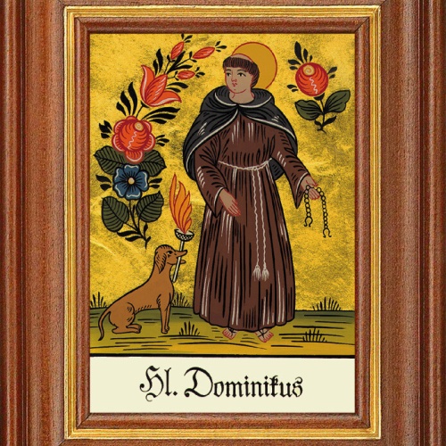 Hinterglasbild - Heiliger Dominikus - Patronatsbild Taufe Namenspatron 12,7x16