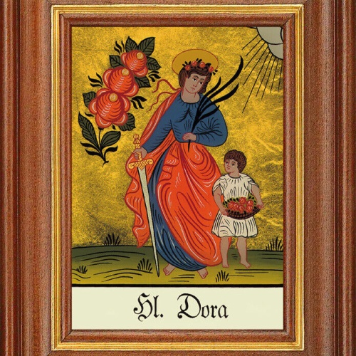Hinterglasbild - Heilige Dora - Patronatsbild Taufe Namenspatron 12,7x16