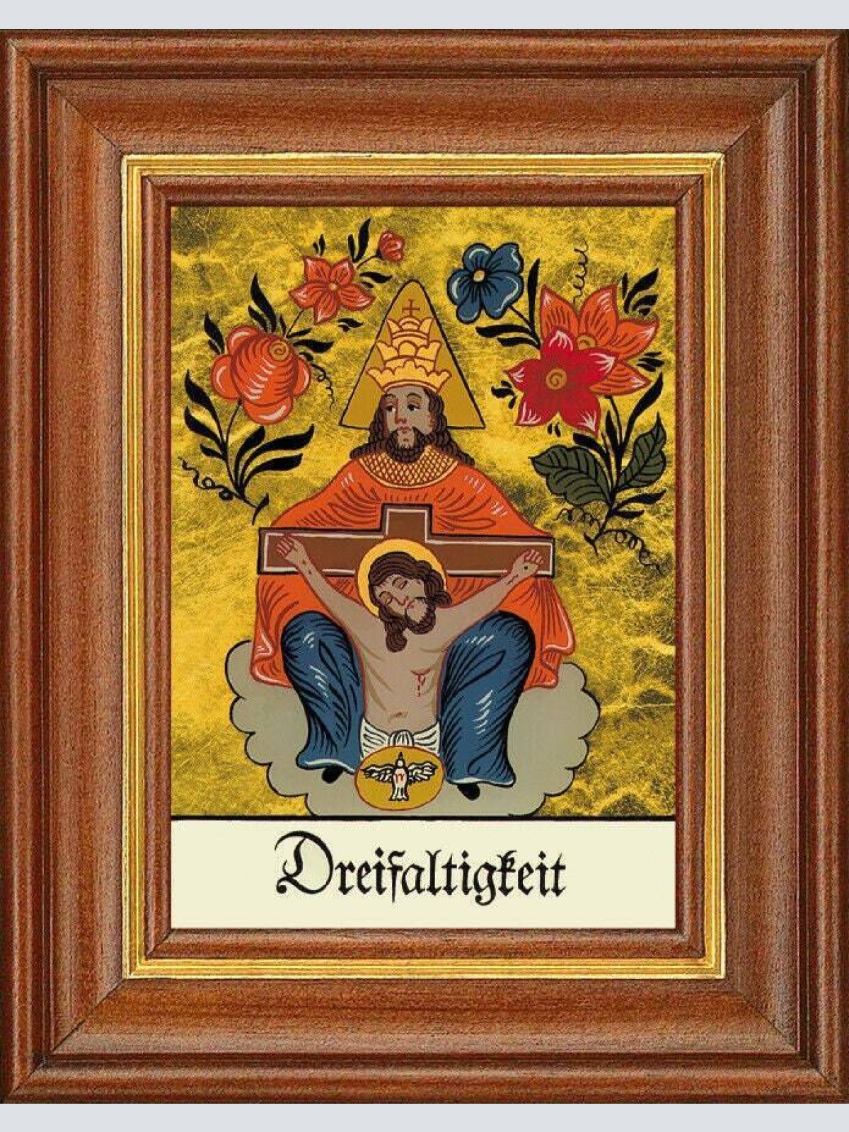 Hinterglasbild - dreifaltigkeit - patronatsbild taufe namenspatron 12,7x16