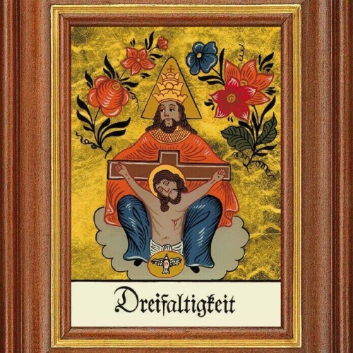 Hinterglasbild - dreifaltigkeit - patronatsbild taufe namenspatron 12,7x16