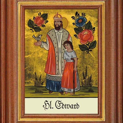 Hinterglasbild - Heiliger Edward - Patronatsbild Taufe Namenspatron 12,7x16