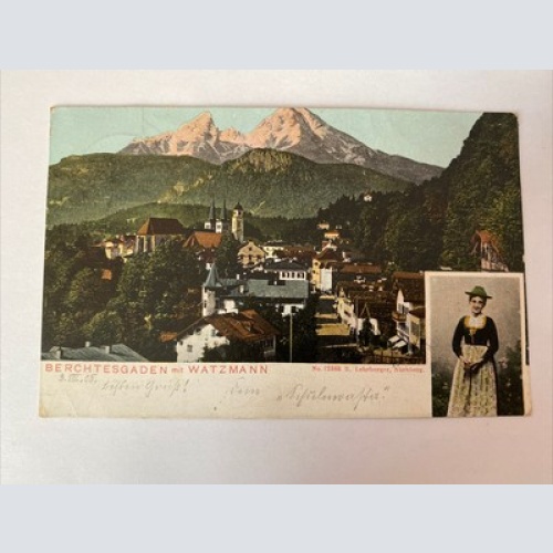 Ansichtskarte Berchtesgarden mit Watzmann, Tracht 410048 AH