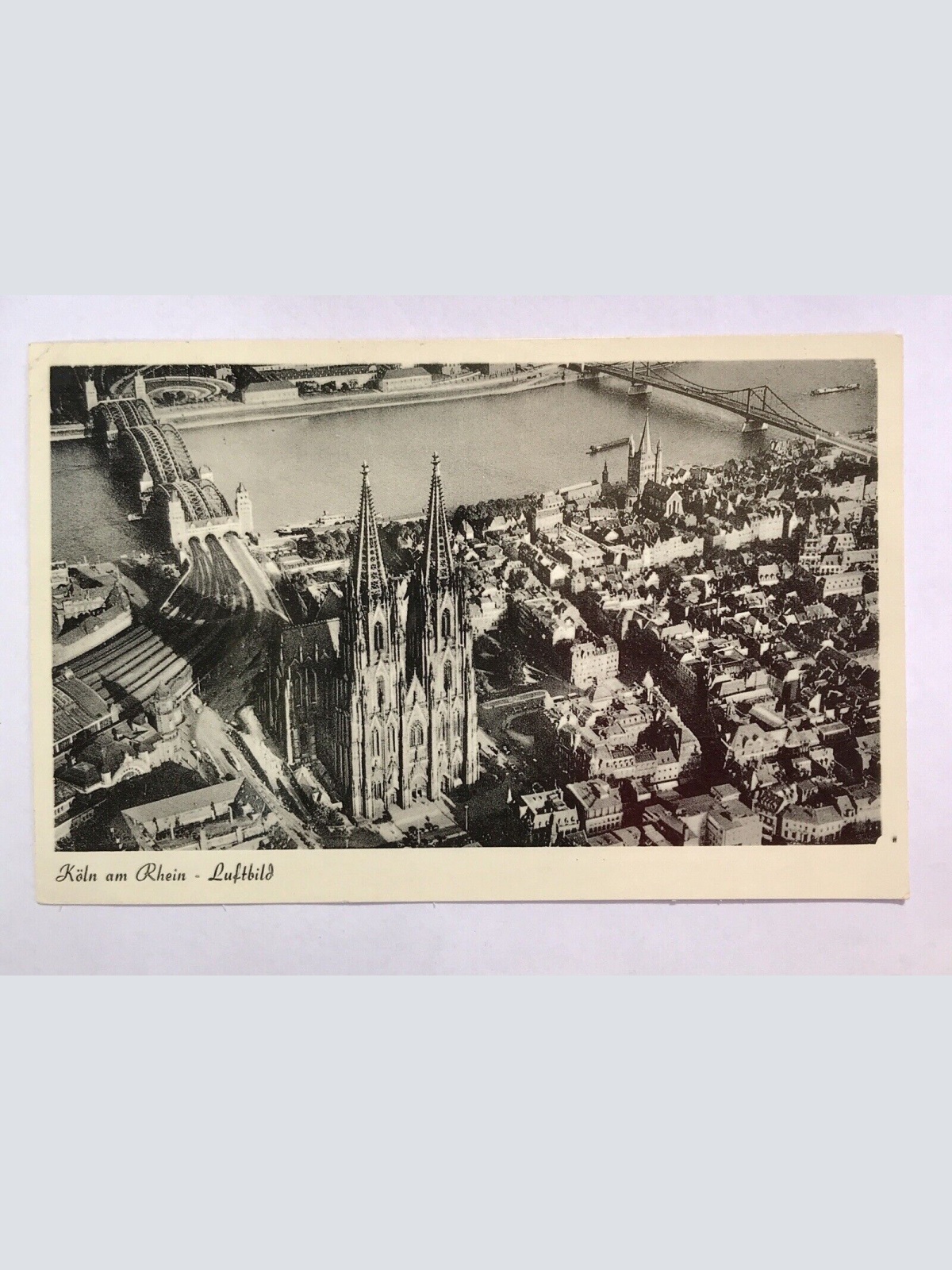 AK, Nord Rhein Westfalen, Köln, Rhein, Luftbild, Stadt (40023 BW)