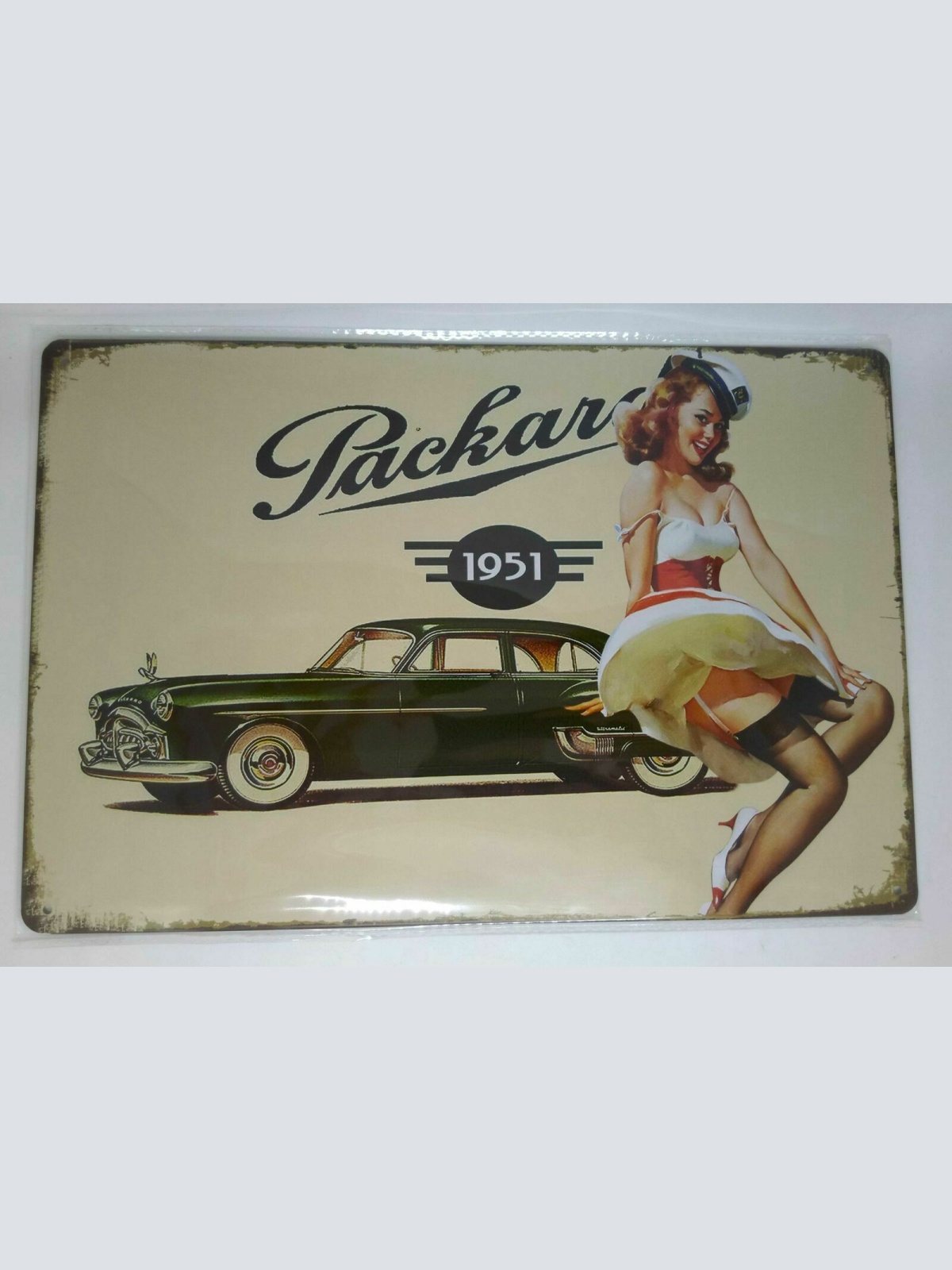 Nostalgie Retro Blechschild Auto Frau Packard 1951 30x20 50158