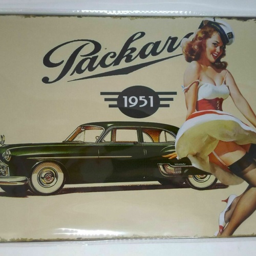 Nostalgie Retro Blechschild Auto Frau Packard 1951 30x20 50158