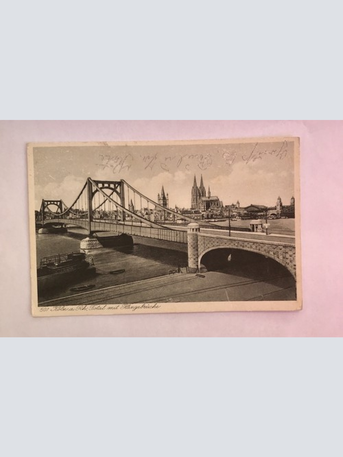 AK, Köln, Hängebrücke, Rhein (40066 BW)