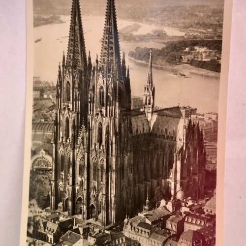 AK, Kölner Dom, Fliegeraufnahme (40031 BW)
