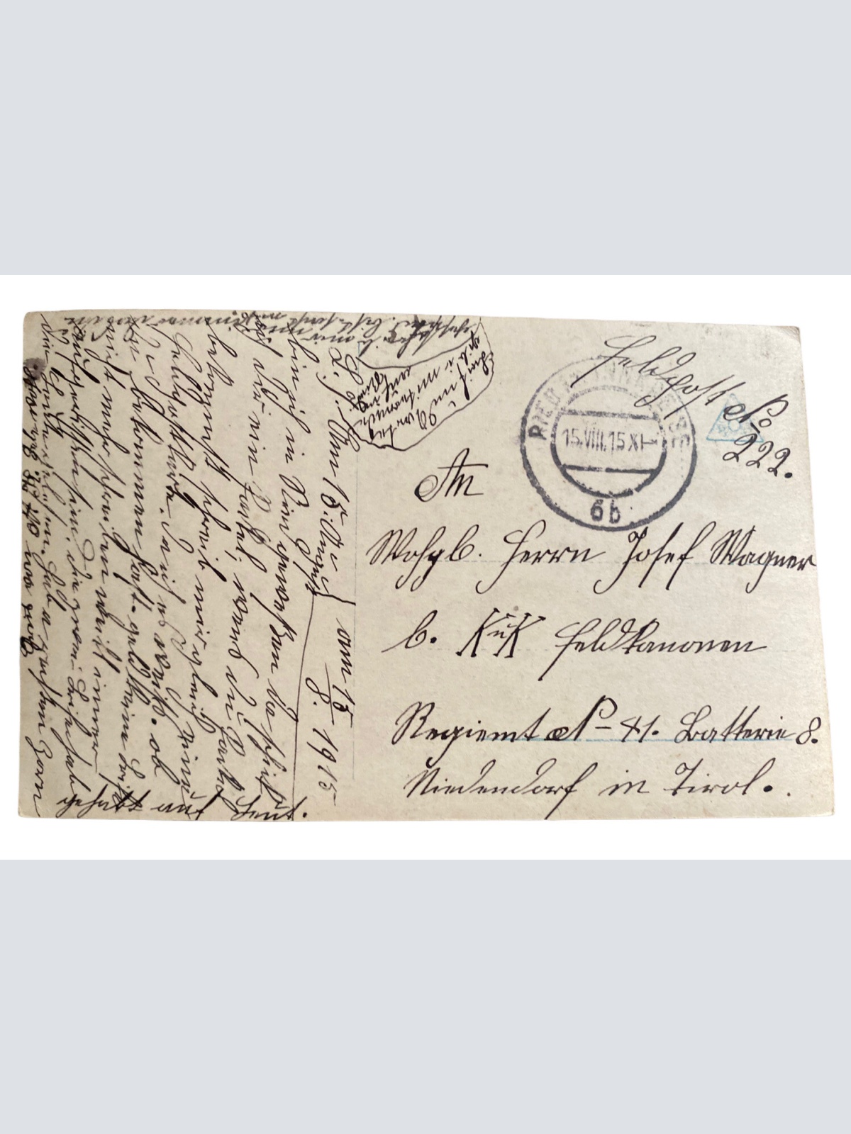 Patriotika I Weltkrieg KuK Soldat Spruchkarte Daheim Allein 10016