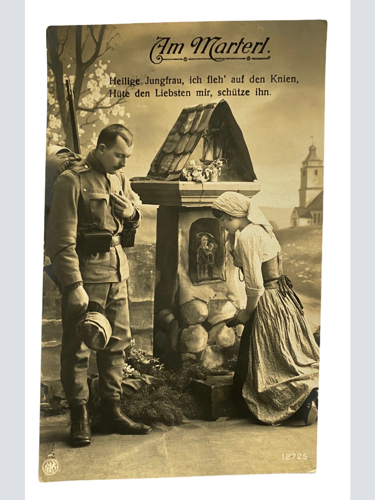 Patriotika I Weltkrieg KuK Soldat Spruchkarte Am Marterl 10020