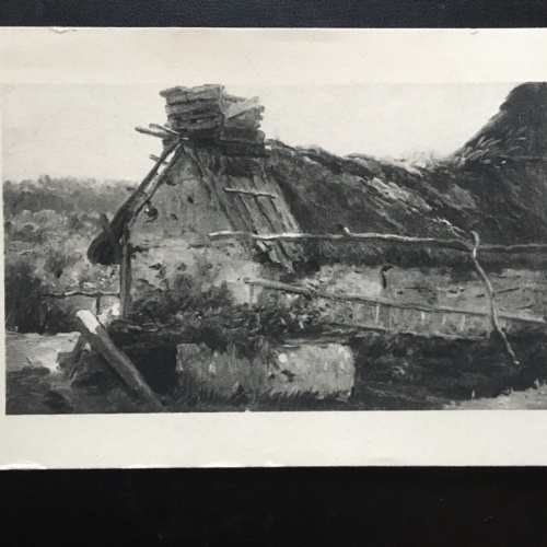 Studie (V.Brozik) - Alte Strohhütte - Haus Ruine - Künstlerkarte 180125 TH G
