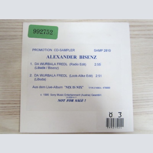 CD / ALEXANDER BISENZ ---DA WURBALA FREDL   / PROMO / RARITÄT /