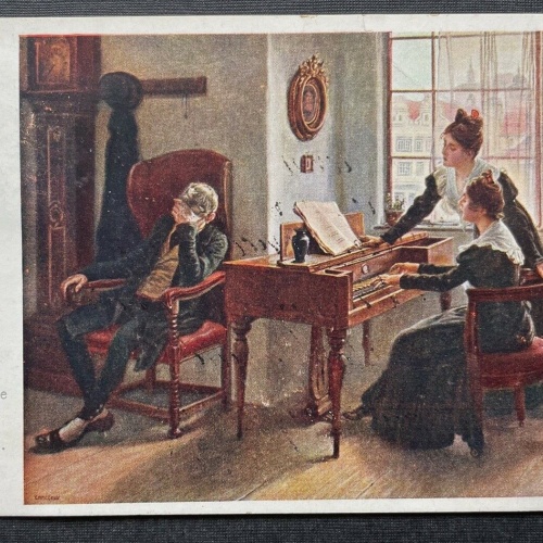 Malerei Verklungene Lieder C.Zewy Frauen Klavier Mann Sessel Kleid 402708 TH C