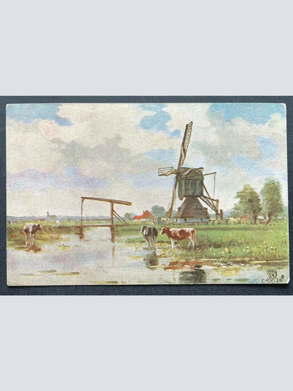 Malerei Windmühle Feld Kühe Bauernhof Haus Landschaft Natur 402695 TH C