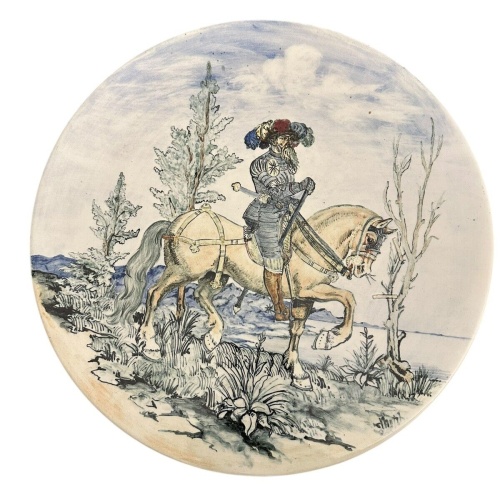 Wächtersbach Keramik antik Teller ca. 40 cm um 1900 Reiter Pferd