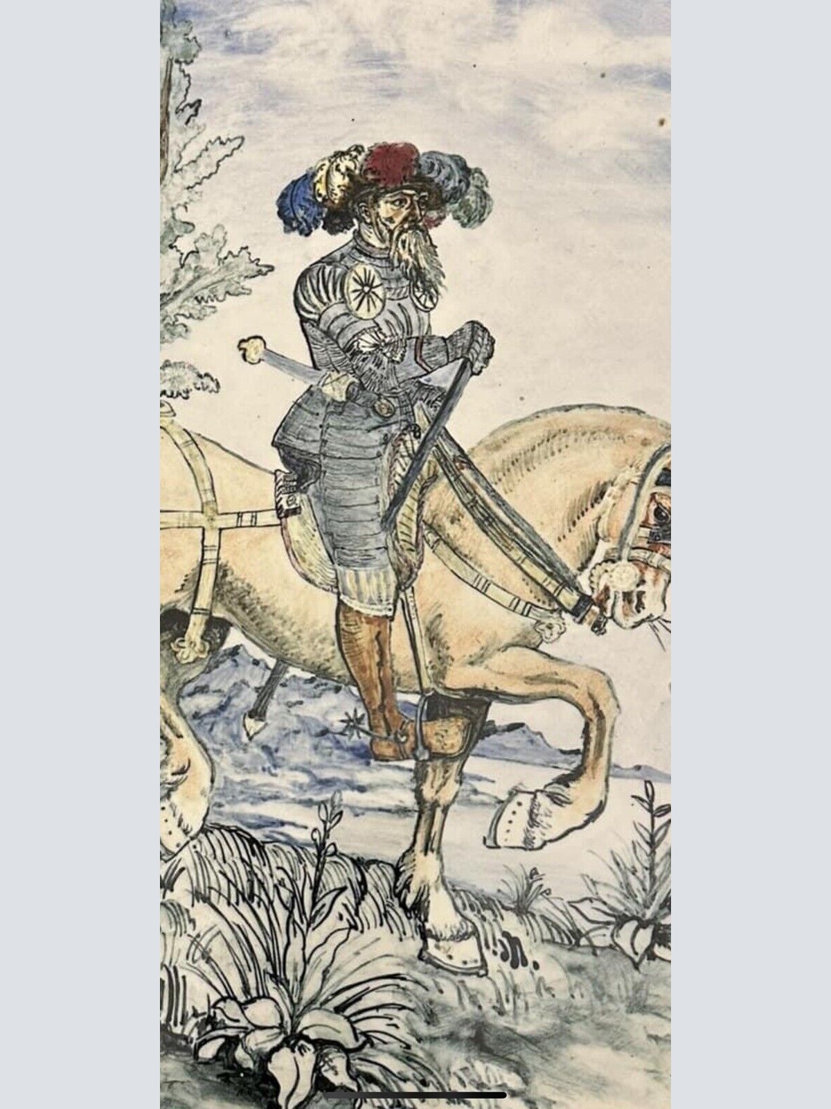 Wächtersbach Keramik antik Teller ca. 40 cm um 1900 Reiter Pferd