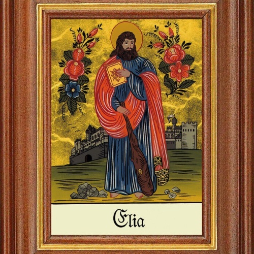 Hinterglasbild - Heiliger Elia - Patronatsbild Taufe Namenspatron 12,7x16