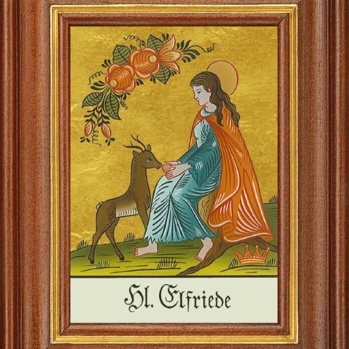 Hinterglasbild - Heilige Elfriede - Patronatsbild Taufe Namenspatron 12,7x16