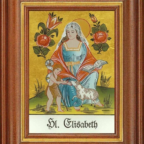 Hinterglasbild - hl. elisabeth mutter - patronatsbild taufe namenspatron 12,7x16