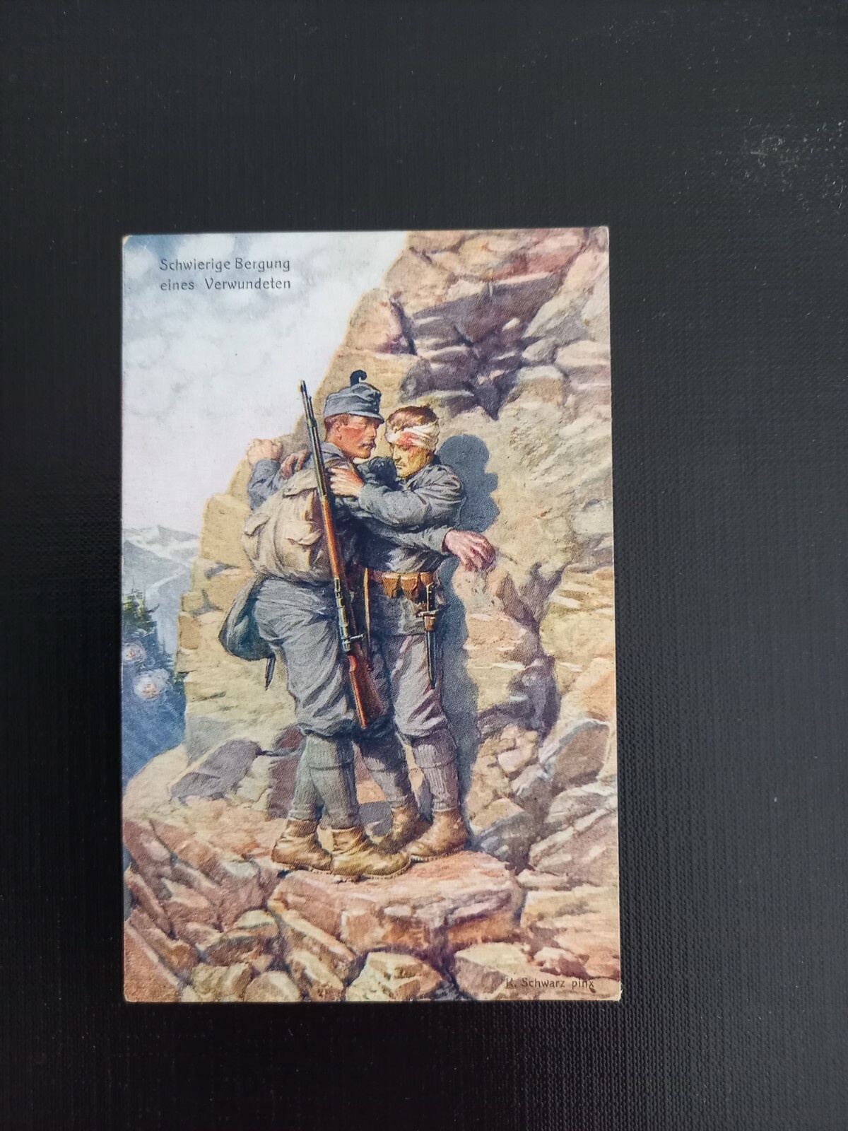 2 Soldaten, Schwierige Bergung eines Verwundeten 402726 gr