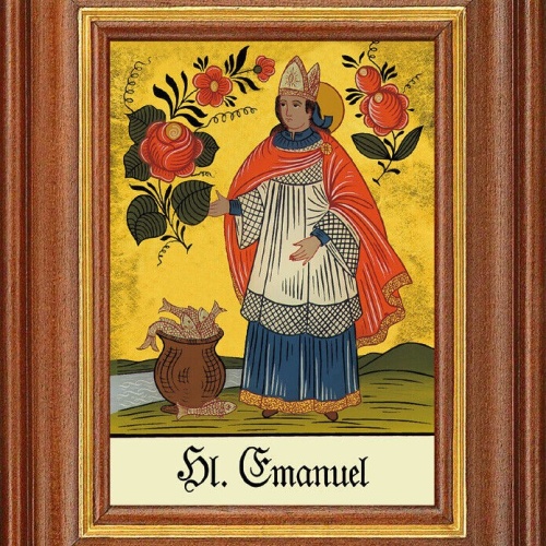 Hinterglasbild - Heiliger Emanuel - Patronatsbild Taufe Namenspatron 12,7x16