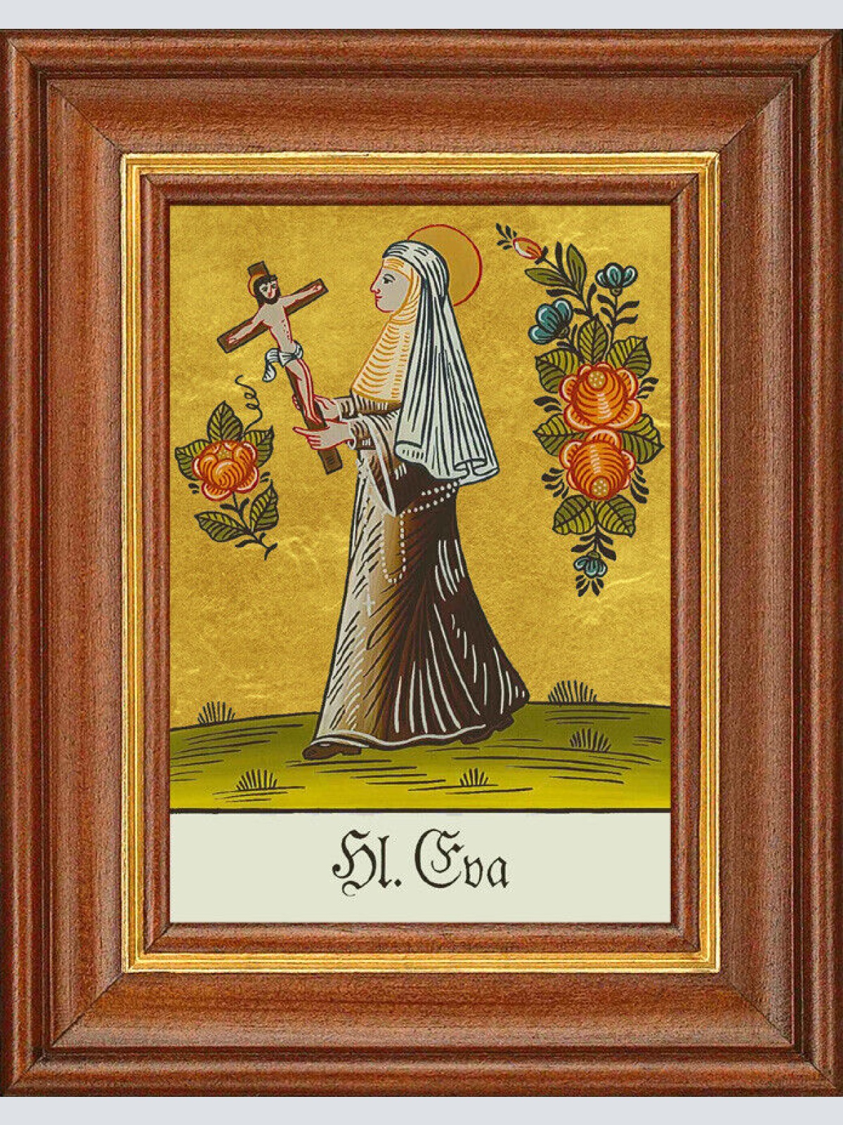 Hinterglasbild - Heilige Eva - Patronatsbild Taufe Namenspatron 12,7x16