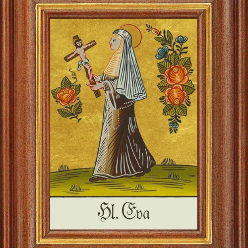 Hinterglasbild - Heilige Eva - Patronatsbild Taufe Namenspatron 12,7x16