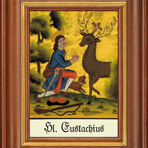 Hinterglasbild - Heiliger Eustachius - Patronatsbild Taufe Namenspatron 12,7x16