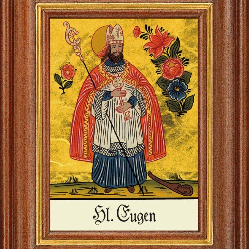 Hinterglasbild - Heiliger Eugen - Patronatsbild Taufe Namenspatron 12,7x16