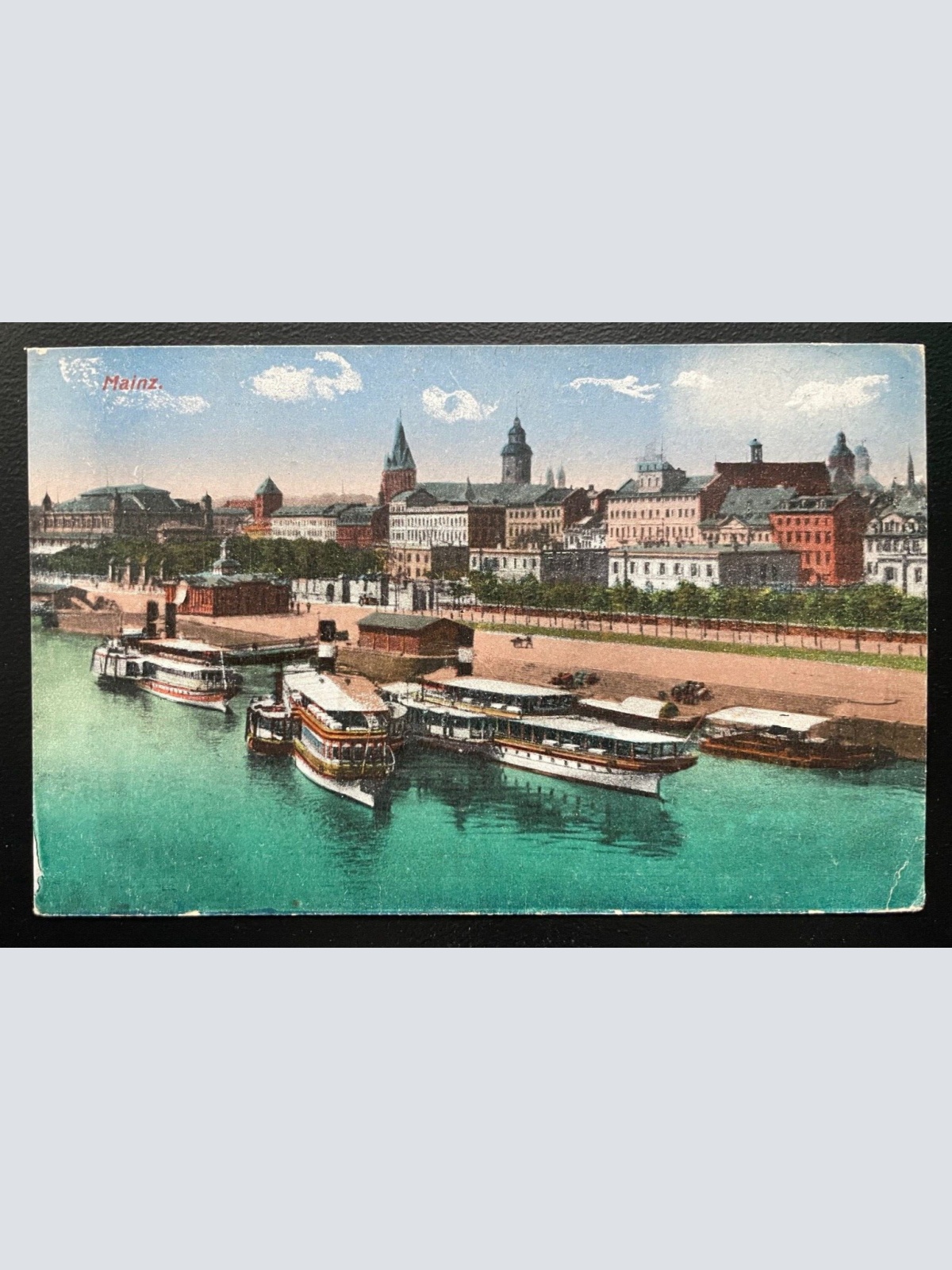 Mainz Stadt Fluss Schiff Gebäude Kirche Rheinland-Pfalz Deutschland 600136A TH D