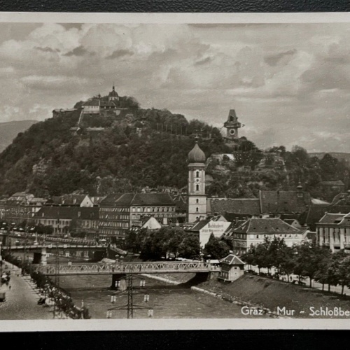 Graz Mur Schlossberg Stadt Fluss Brücke Kirche Steiermark Österreich 600137A D