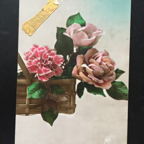 Bonne Fete - Alles Gute zum Geburtstag - Blumen Rosen - Künstlerkarte 180164 TH