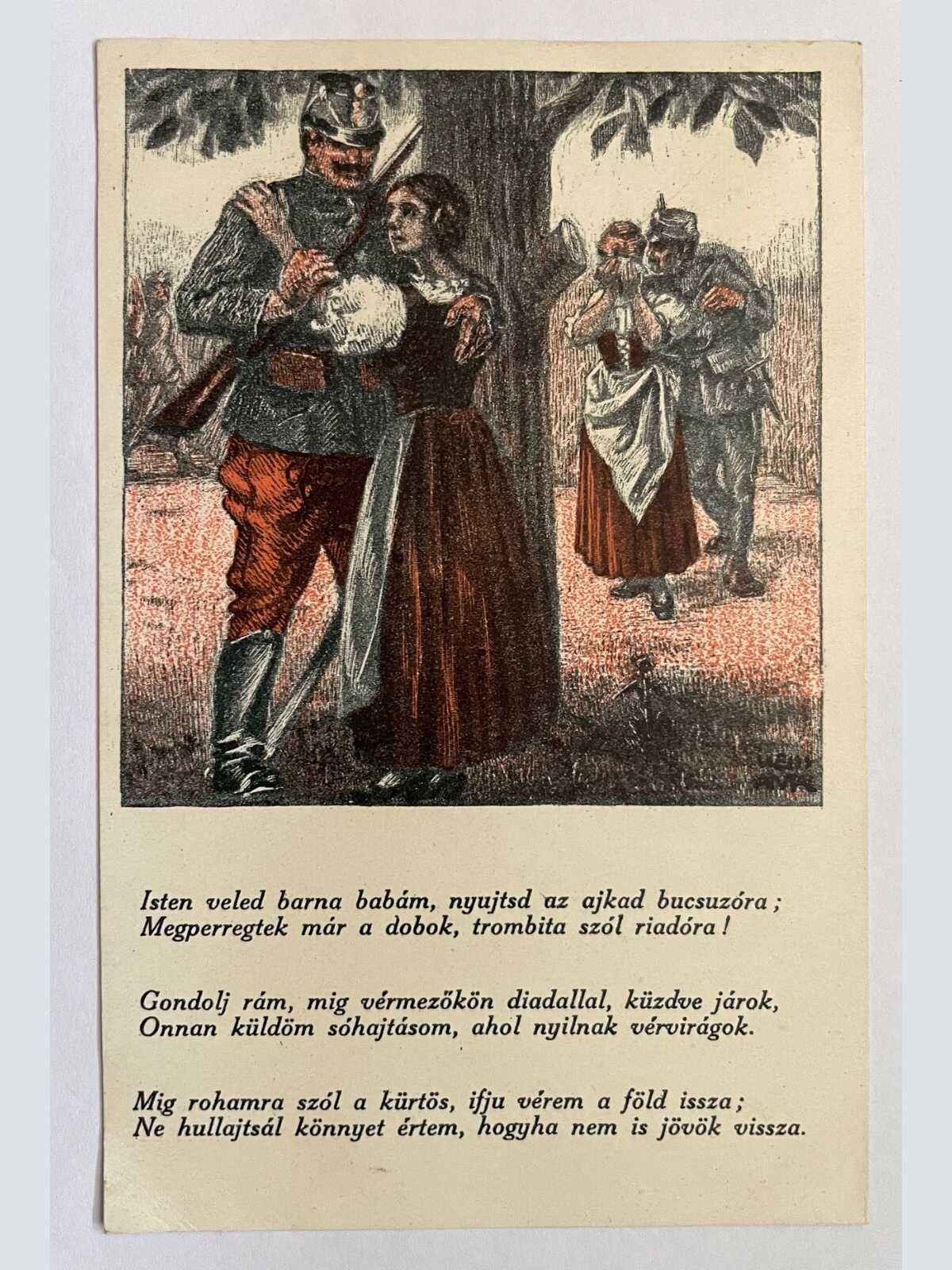 Krieg Soldat Frau Abschied Rückkehr Uniform Gewehr Ungarn 170031 K TH