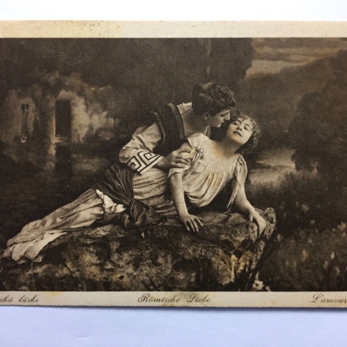 Römische Liebe - Liebespaar auf Felsen - Künstlerkarte 50012 TH C