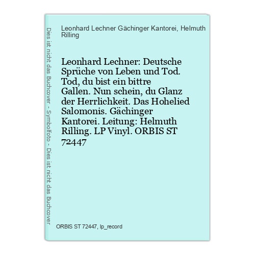 Leonhard Lechner: Deutsche Sprüche von Leben und Tod. Tod, du bist ein bittre Ga